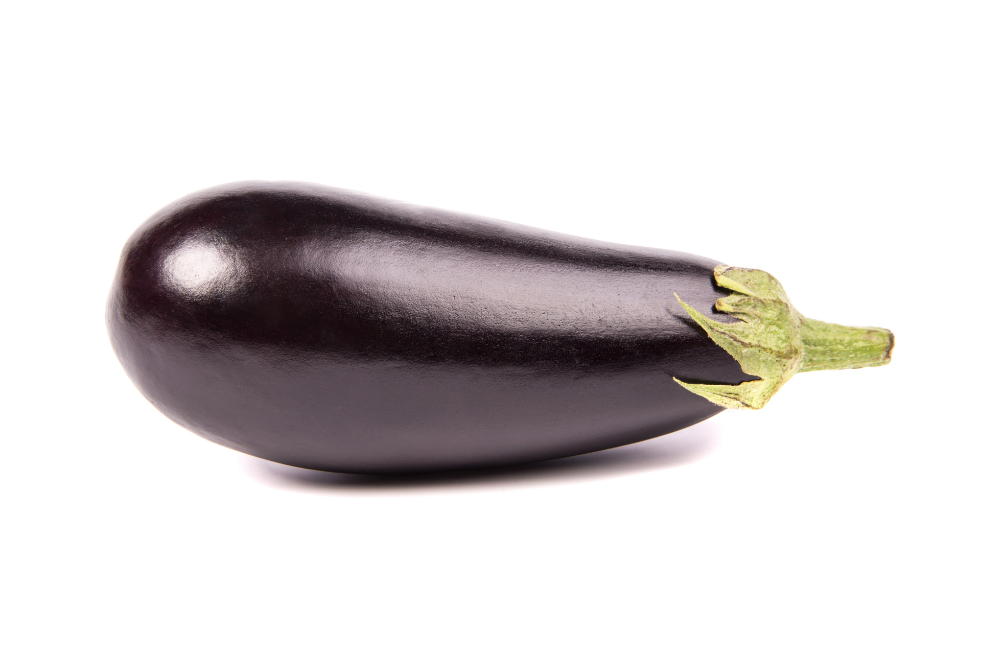 Fresh aubergine with glossy deep purple skin
