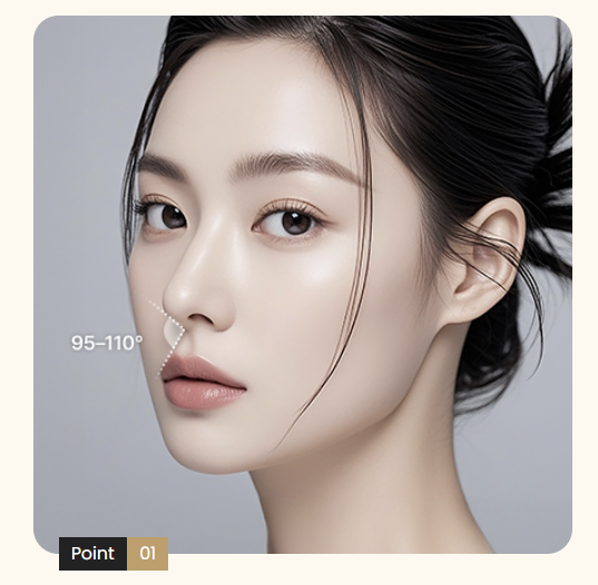 Angle between the nasal tip and upper lip, assessed when planning tip plasty