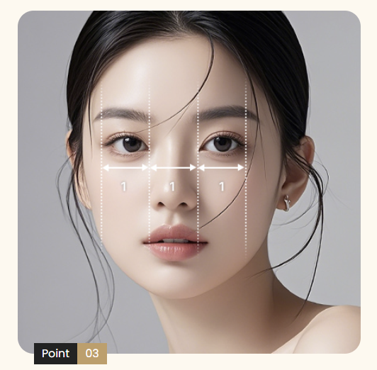 Nose width measured against the distance between the eyes before alar base reduction