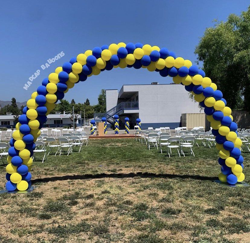 Blue and Yellow Balloon Arch
