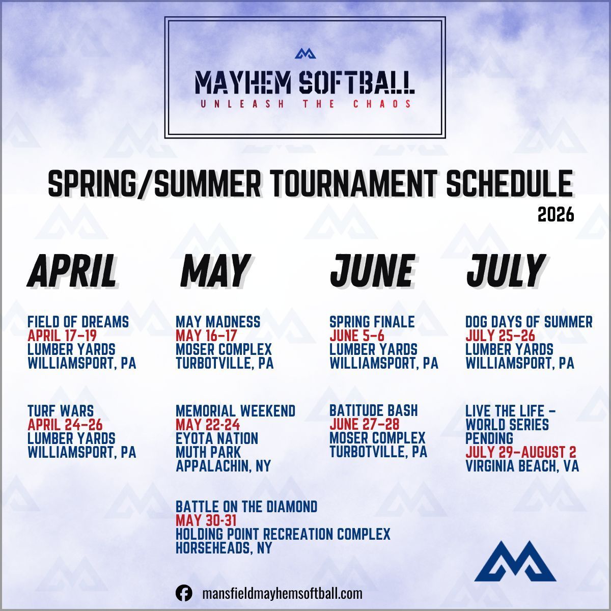 2026 Fall Schedule