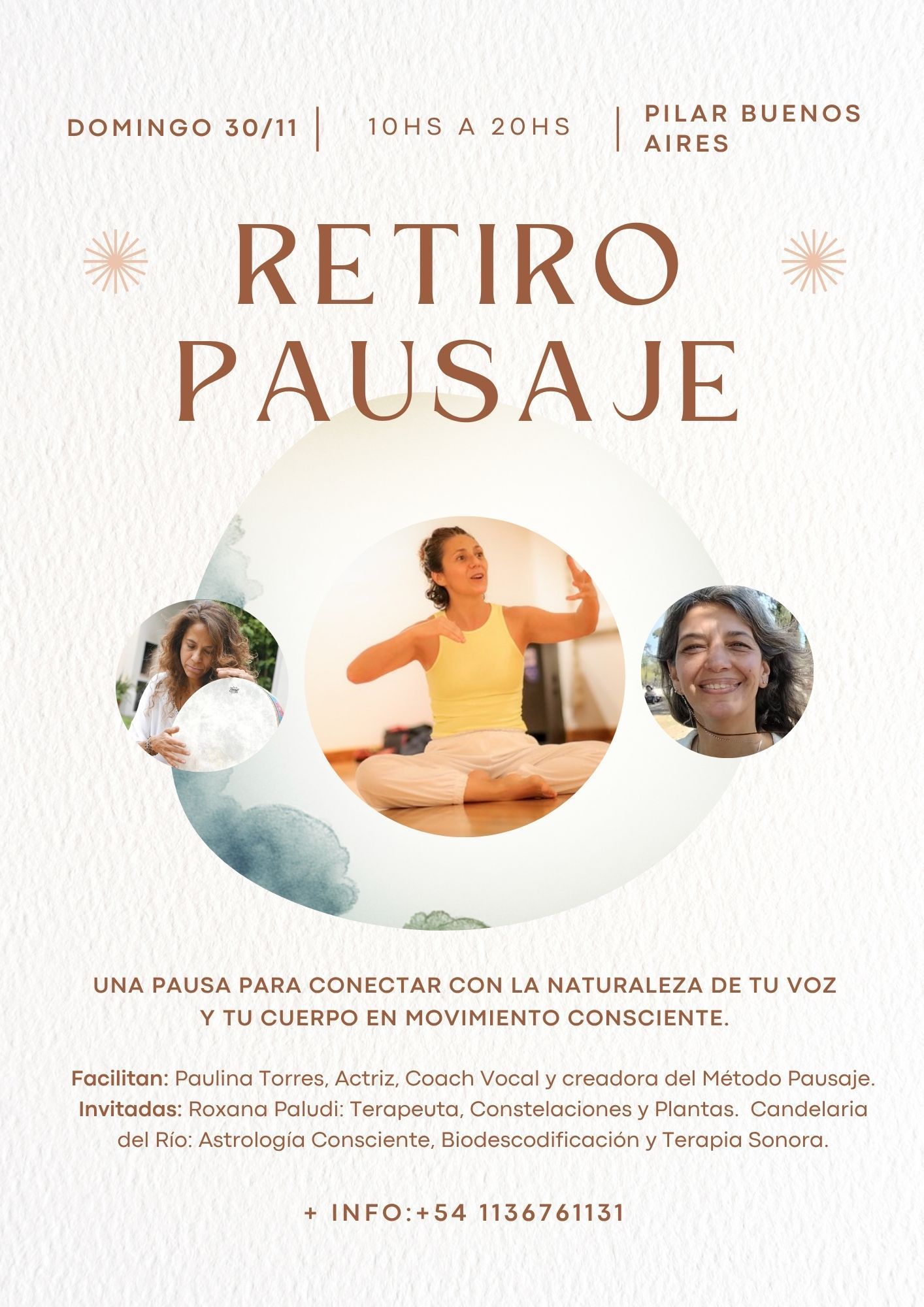 Afiche de presentacion del retiro Pausaje realizado en noviembre 2025. 
