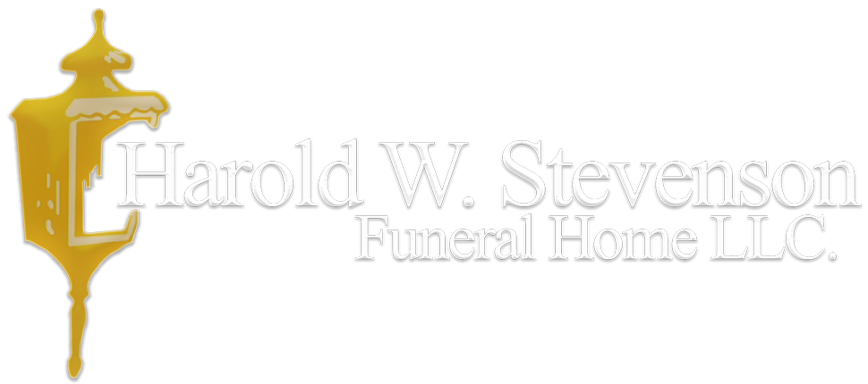 Harold W. Stevenson Funeral Home LLC logo with gold lantern and gray text