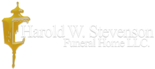 Harold W. Stevenson Funeral Home LLC logo with gold lantern and gray text