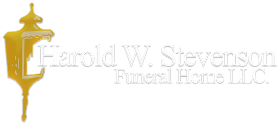 Harold W. Stevenson Funeral Home LLC logo with gold lantern and gray text