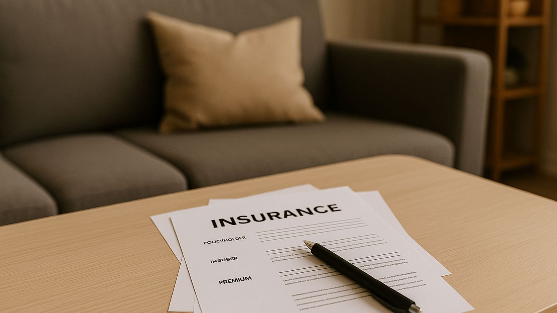 Insurance policy document on a desk representing claim evaluation and risk assessment after property damage.