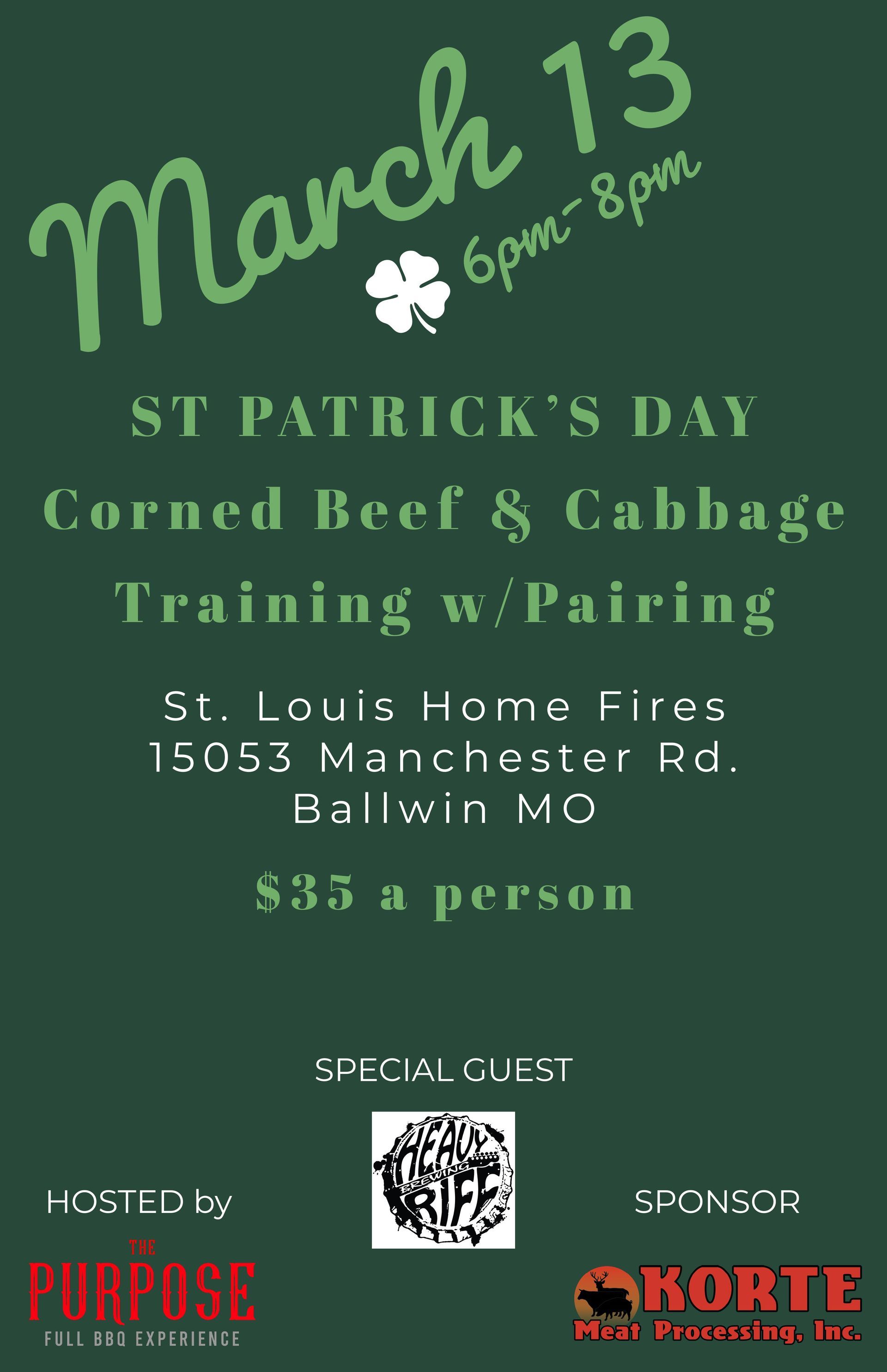 A poster for st patrick 's day corned beef and cabbage training