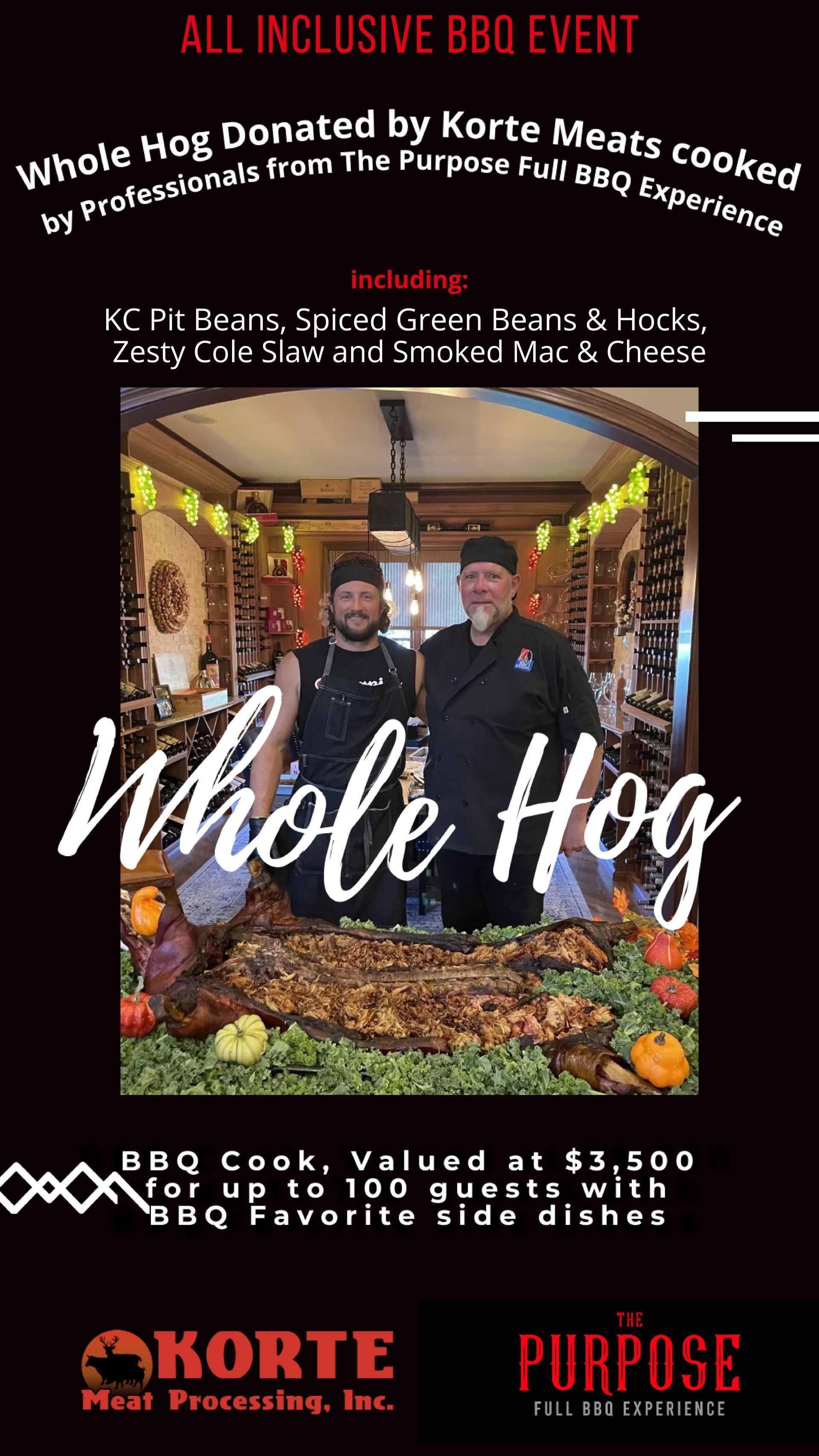 A poster for a bbq event called whole hog.