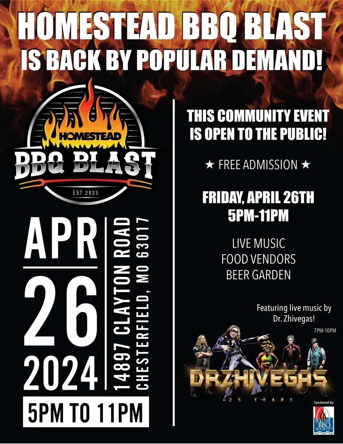 A poster for a community event called homestead bbq blast