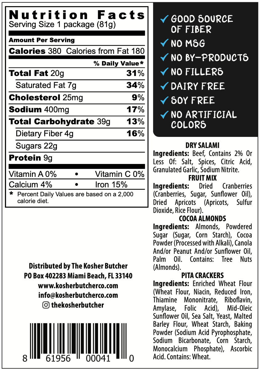 A nutrition facts label on a package of food.