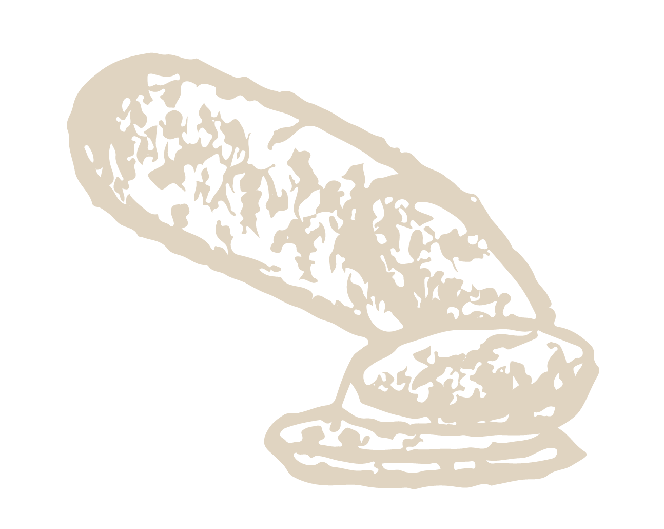 A drawing of a loaf of bread on a white background.