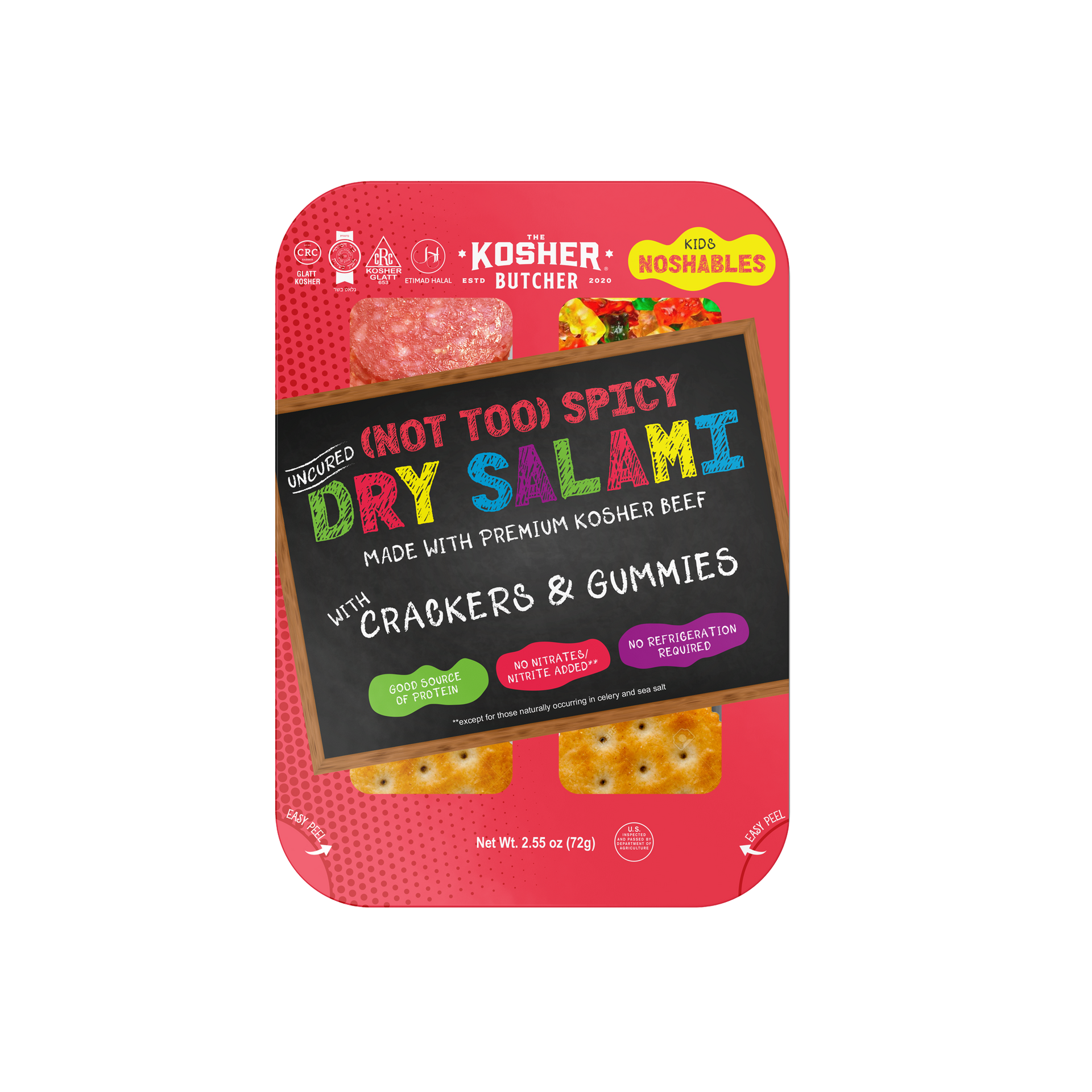 A bag of gummy worms is on a white background.