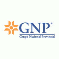 Logotipo del grupo provincial nacional gnp sobre un fondo blanco.