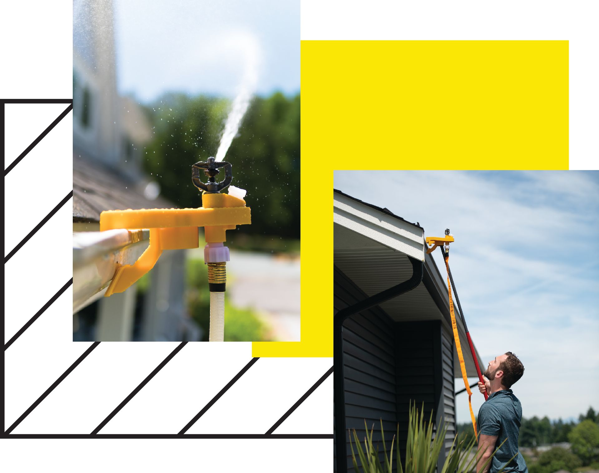 A man is setting up a patented WASP Gutter Bracket