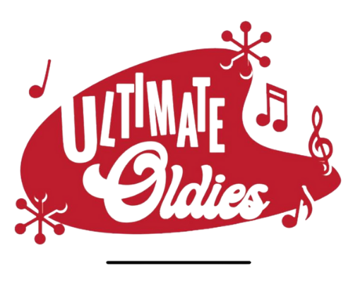 Red logo reading “Ultimate Oldies” with music notes and decorative accents