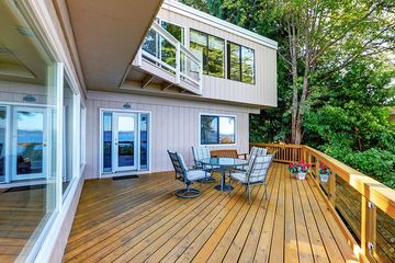 newly installed deck with chairs and table