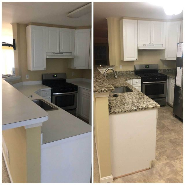 White kitchen, before and after - Handyman on Demand