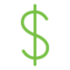 A green dollar sign on a white background.