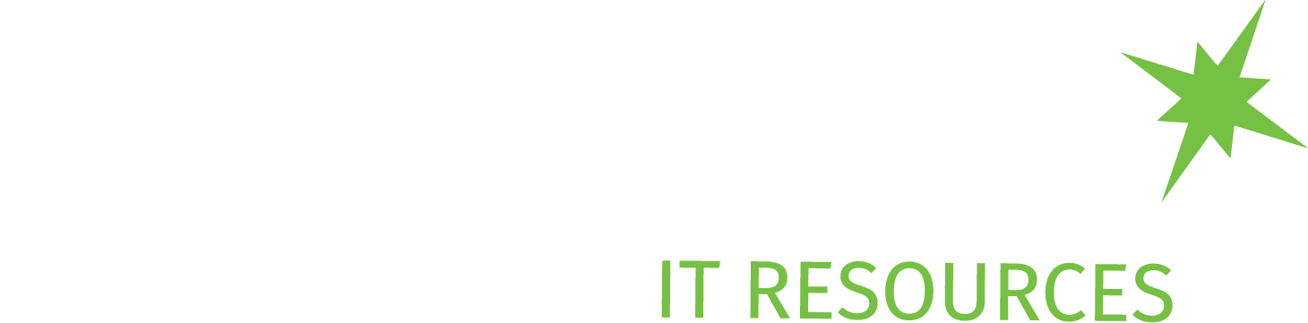 A logo for it resources with a green star on a white background.