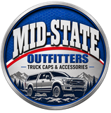 Logo for Mid-State Outfitters, a truck and auto accessories store. White text on red and black background.