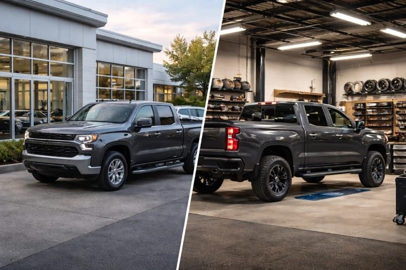 Chevrolet Silverado before and after truck accessory upgrades