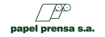 El logotipo de Papel Prensa SA muestra un rollo de papel.