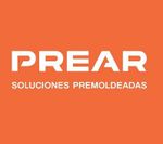 Un logotipo para una empresa llamada Prear sobre un fondo naranja.