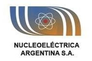 Un logo para nucleoeléctrica argentina s.a con un átomo en el.