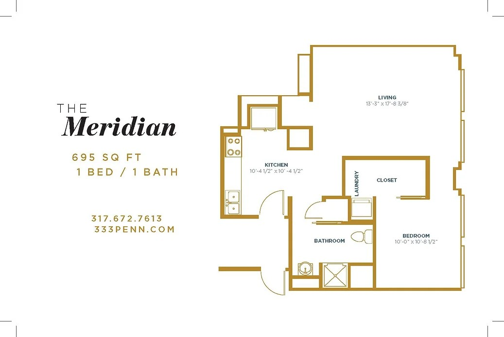 A floor plan of a house called the meridian