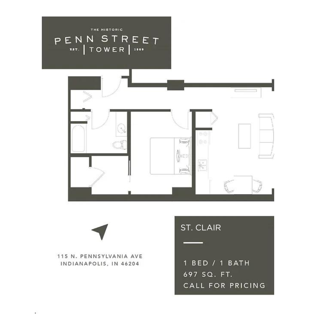 A floor plan of a penn street apartment