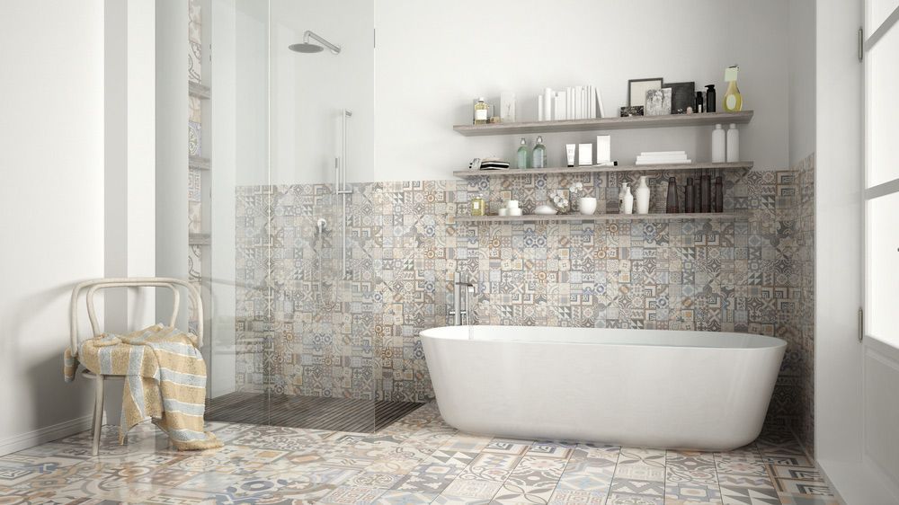 A Bathroom With A Bathtub And A Walk In Shower — Universal Marble & Granite In Nambucca, NSW