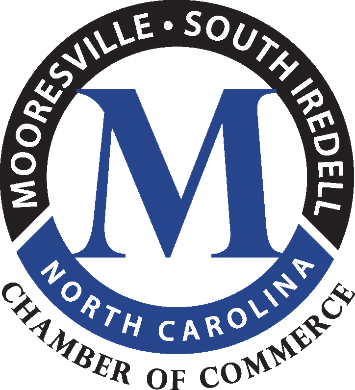 Mooresville-South Iredell North Carolina Chamber of Commerce logo with a blue M in a circular seal