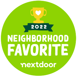 2022 Neighborhood Favorite badge on green circle with trophy and Nextdoor logo