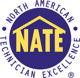 NATE logo with yellow text on a purple circle, surrounded by “North American Technician Excellence” text.