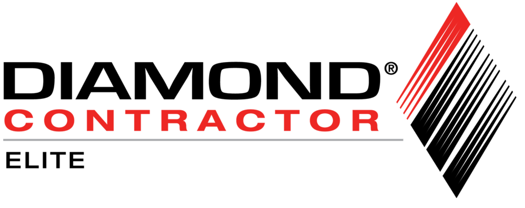 Diamond Contractor Elite logo with black and red text and a red-and-black striped diamond icon
