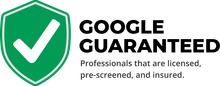 Green shield checkmark logo with “Google Guaranteed” and text about licensed, pre-screened, insured professionals