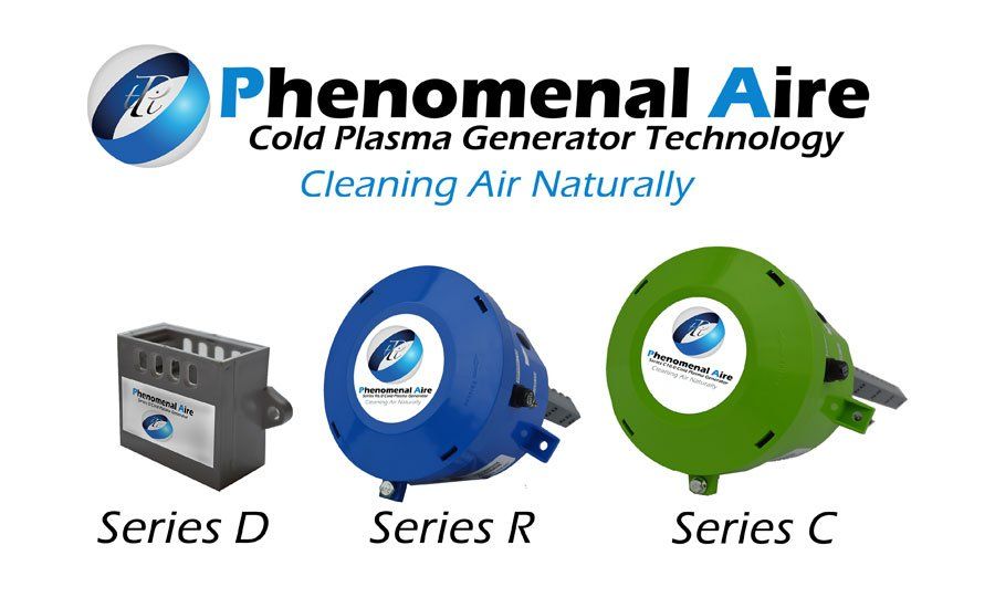 Certified Space Technology Phenomenal Aire cold plasma generator technology ad with three units: Series D, Series R, and Series C.
