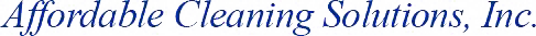 Affordable Cleaning Solutions, Inc. logo in blue script font.