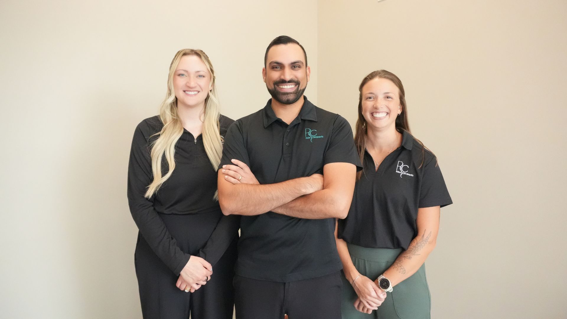 Dr. Neal Surani, Dr. Aubree Petty, and Dr. Paige Rainford of Raise Chiropractic in Littleton, Colorado