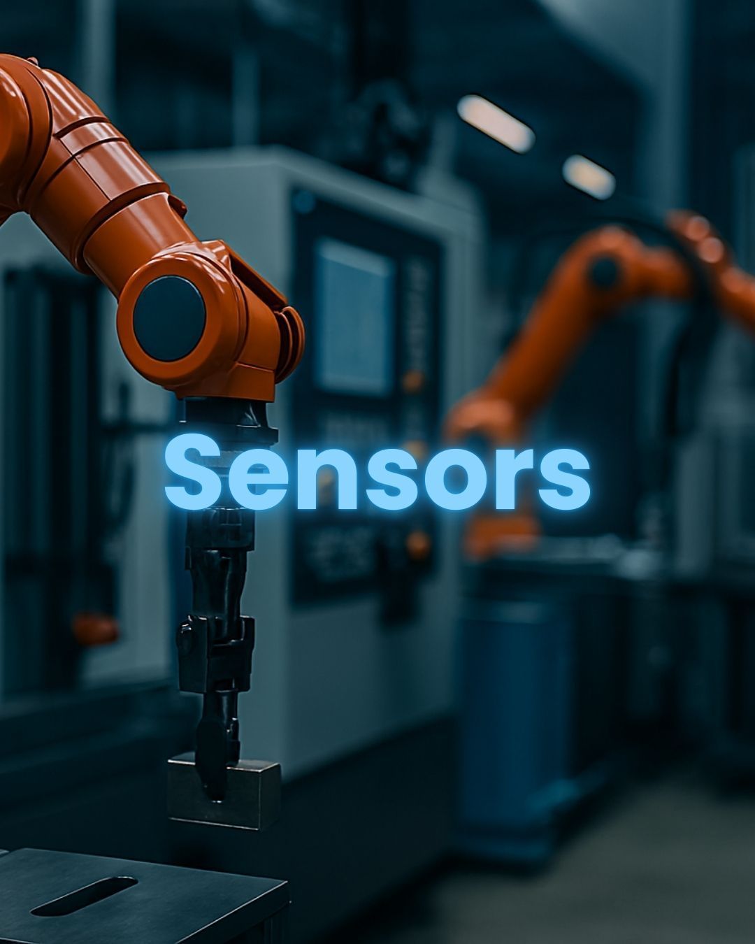 Sensores industriales con brazo robótico para automatización y control de procesos