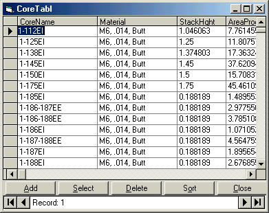 A computer screen shows a list of materials and their stack heights