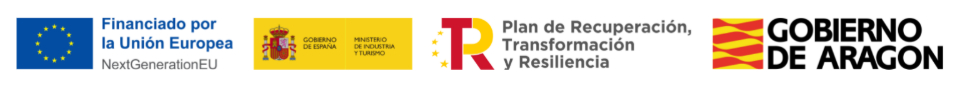 Logos institucionales de la UE, España y Aragón sobre fondo blanco.