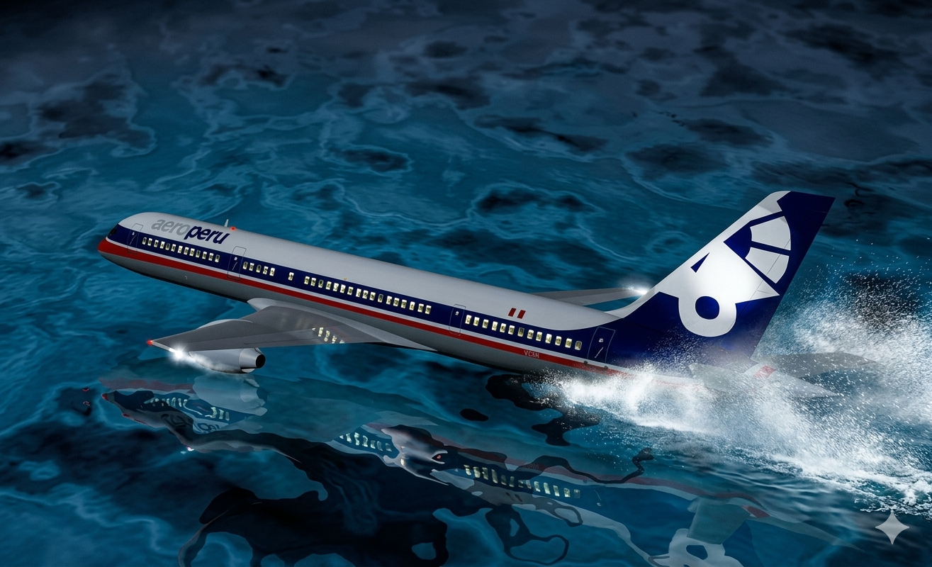 Boeing 757 crashing into the ocean