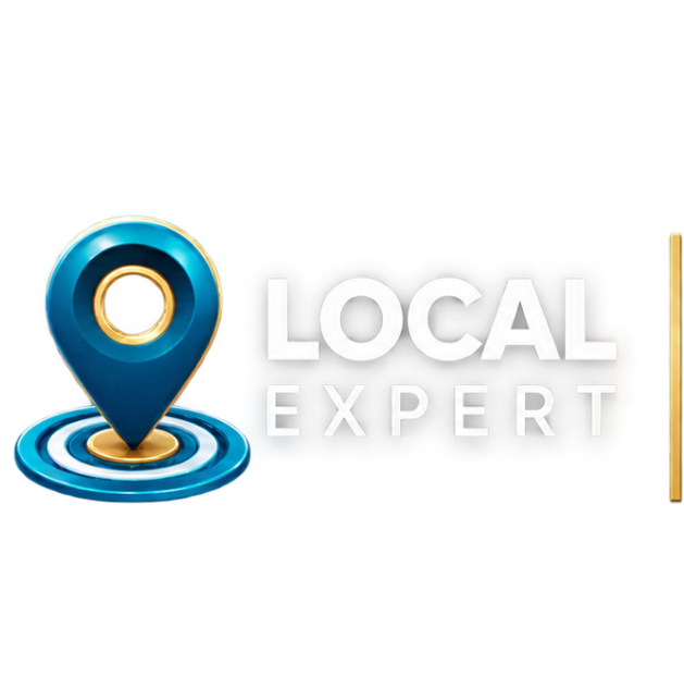 Blue location pin logo with the text “LOCAL EXPERT” on a white background
