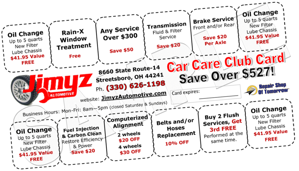 Jimyz Automotive - Car Care Club Card