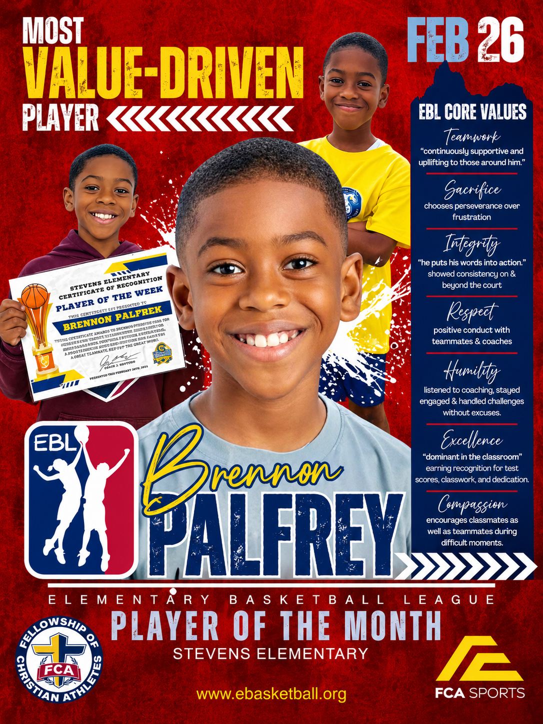 FCA Sports HTX Player of the Month recognition
