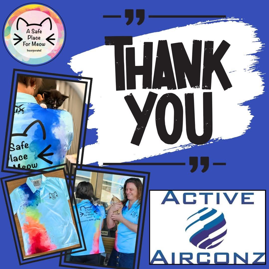 Thank-you collage with photos of volunteers, blue-toned background, and Active Airconz logo