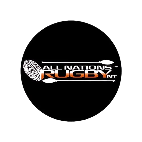 Logo for All Nations Rugby Nt: Black Circle With White and Orange Text — Active Airconz in Winnellie, NT