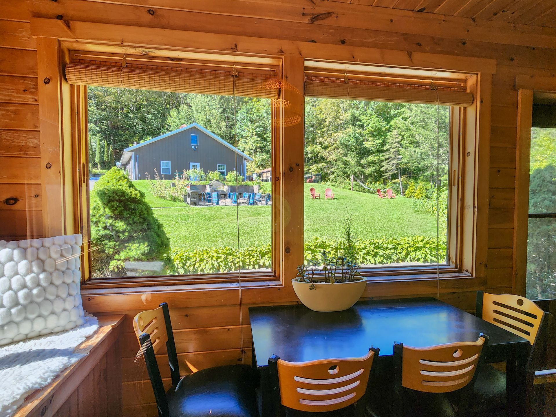 Window view from Cabin 4A at Belleayre Lodge in the Catskills, New York.