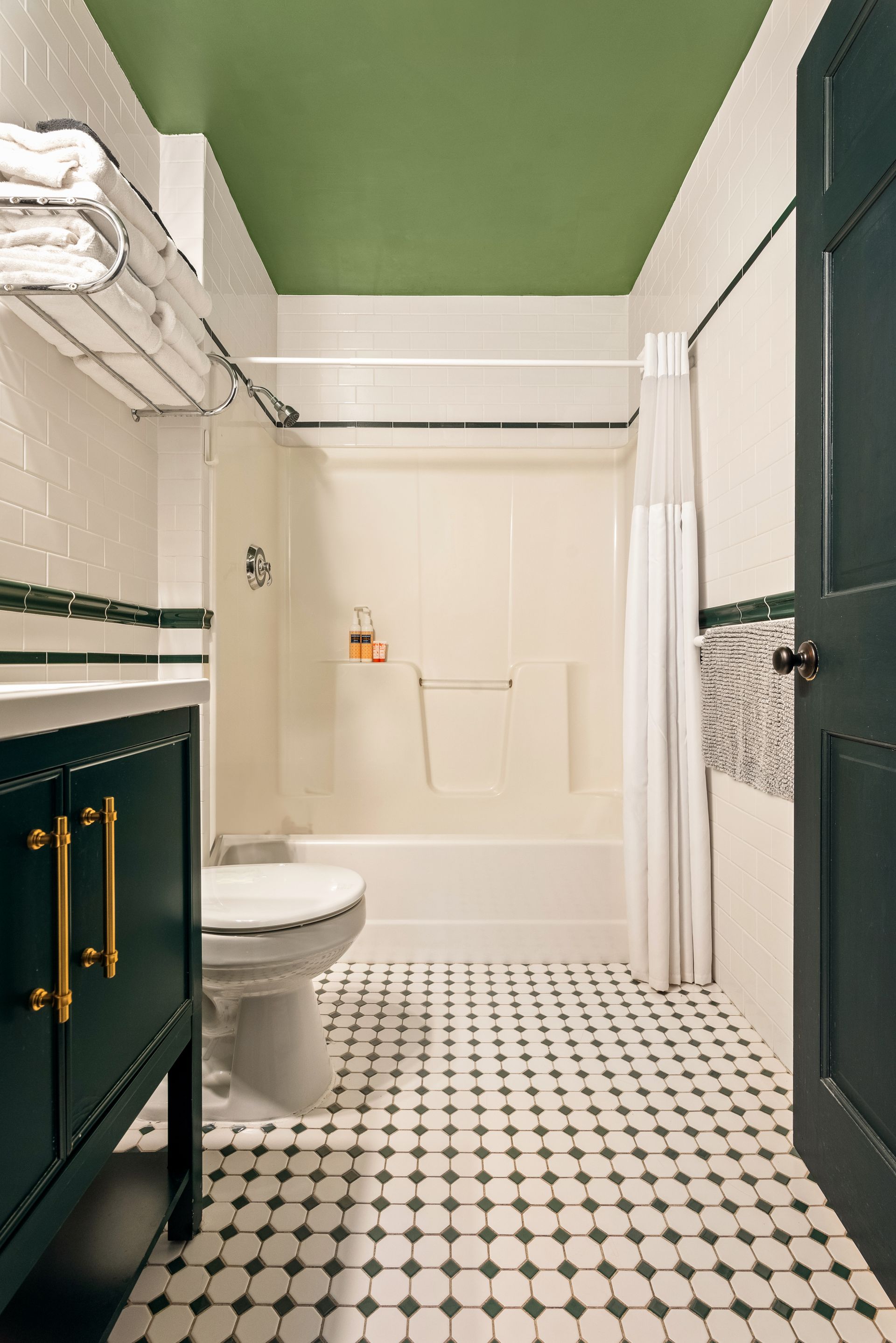 Spacious bathroom for Cabin 4A in Belleayre Lodge in Pine Hill, NY. 